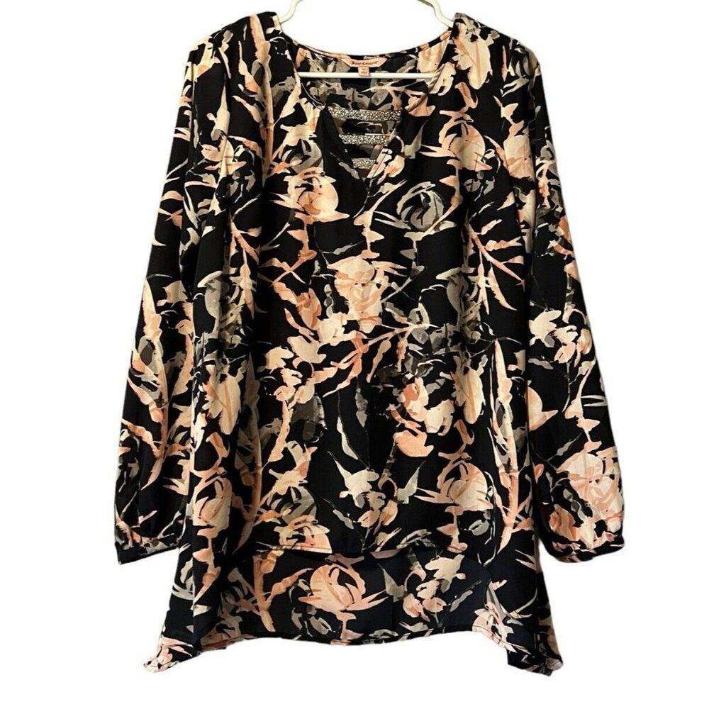 Juicy Couture Floral Blouse Size Medium Cottagecore Wedding Guest Modern Flower